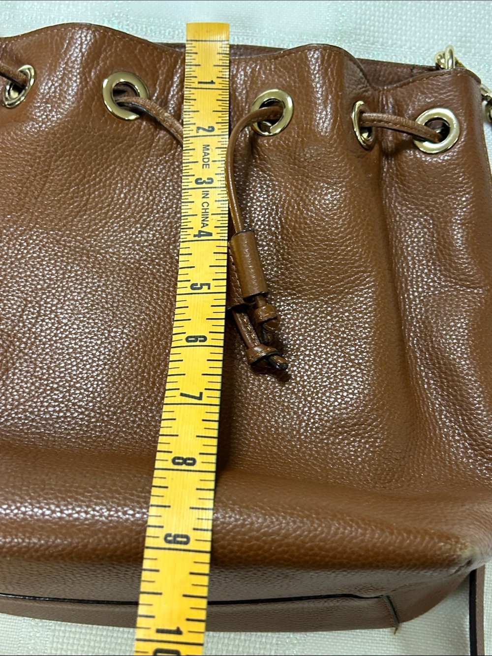 Brown Leather Drawstring Bucket Bag image 8